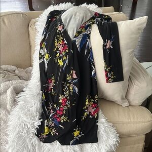 Diane Von Furstenberg Black Floral Long Sleeve Dress